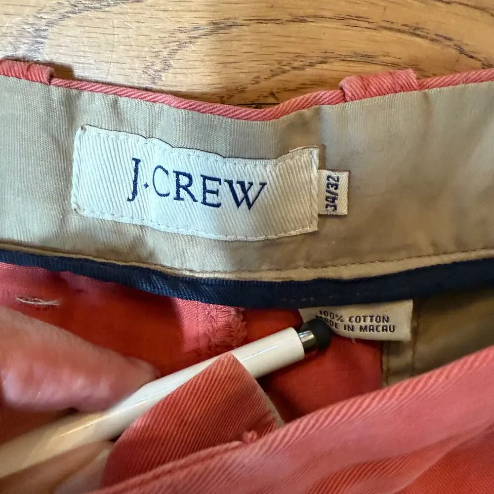 J. Crew Men Chino Pants SZ 34/32 Heritage Wash Red Preppy Classic Casual Coastal